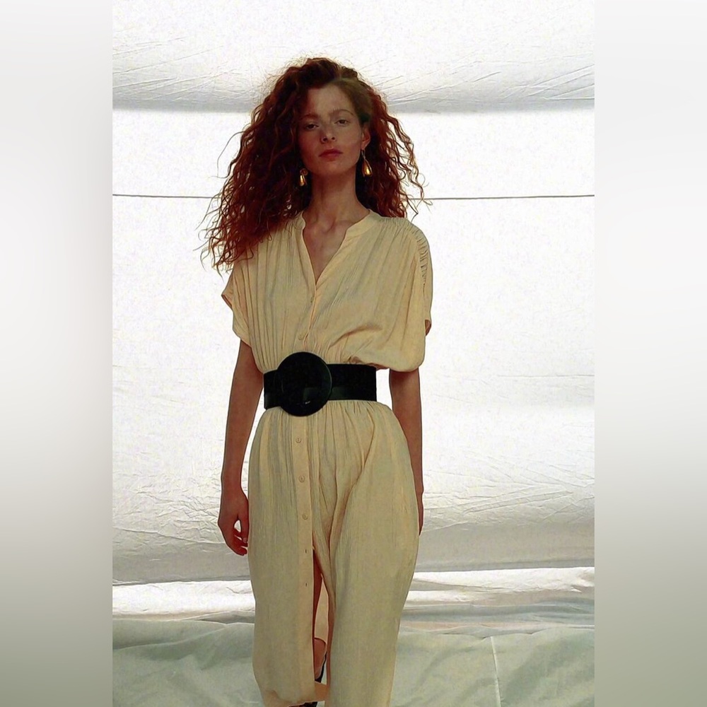 ZARA Wrinkle look rustic dress ->BELT NOT INCLUDED